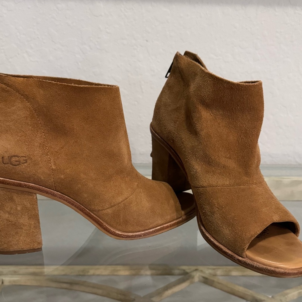 UGG Tan Heeled Boots with Suede Finish